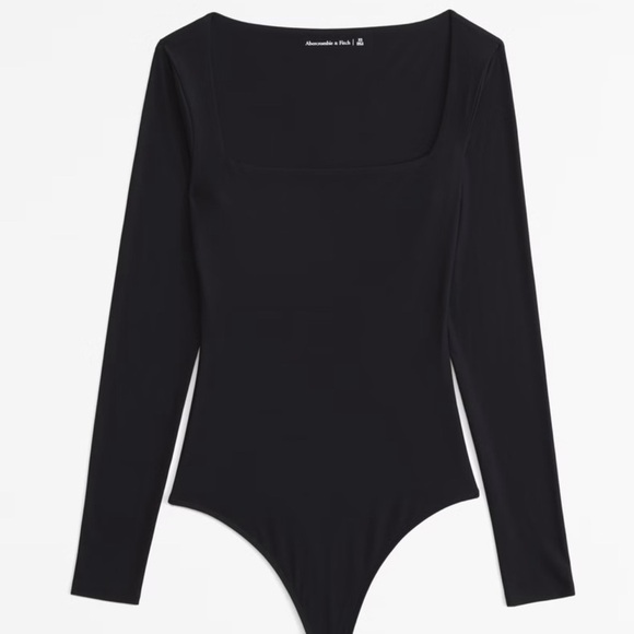 Abercrombie&Fitch Long-Sleeve Squareneck Corset Bodysuit Black size S - Picture 3 of 10